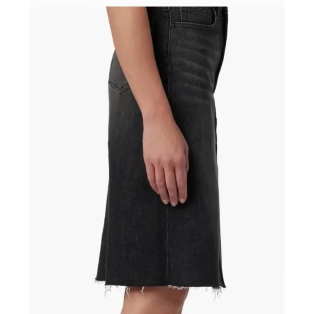 Joes Jeans Skirt Women‎ 28 Black Denim High Rise Nerine Raw Hem Front Slit
